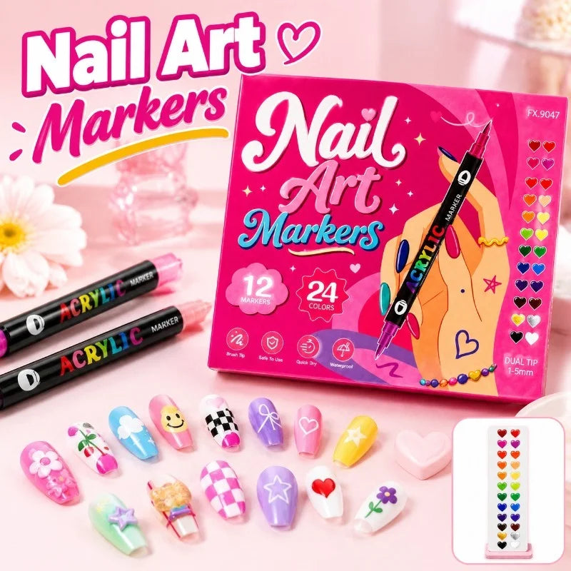 Polish Pens 24-color dual-tip nail art pen set